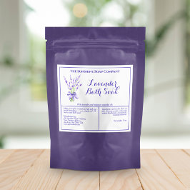 White Lavender Watersecure Bath Soak Pouch-etikett