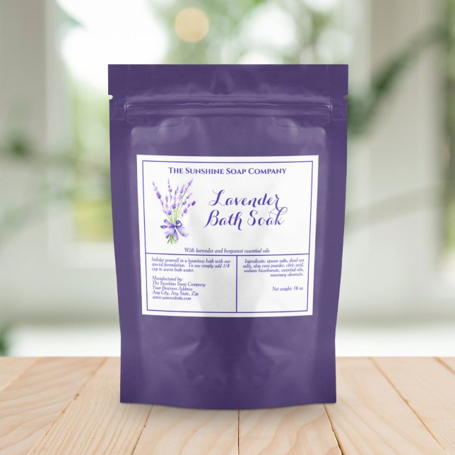 White Lavender Watersecure Bath Soak Pouch-etikett (Skapare uppladdad)