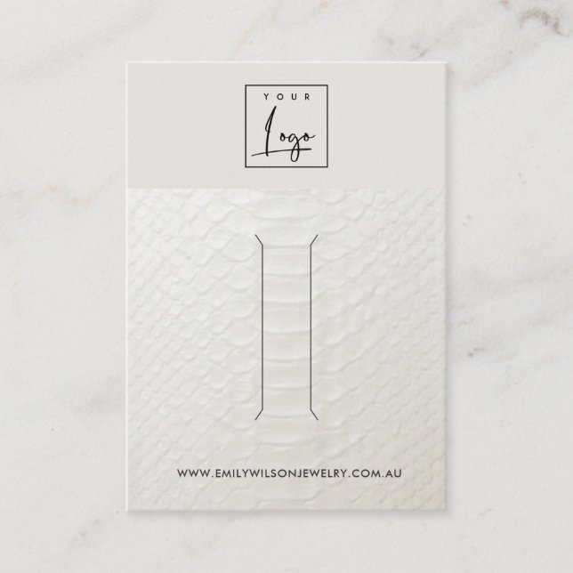 WHITE LEATHER STRUKTUR HAIR CLIP VISNING CARD VISITKORT (Framsida)