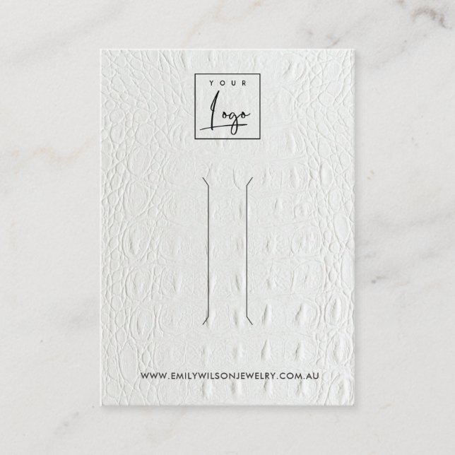 WHITE LEATHER STRUKTUR HAIR CLIP VISNING CARD VISITKORT (Framsida)