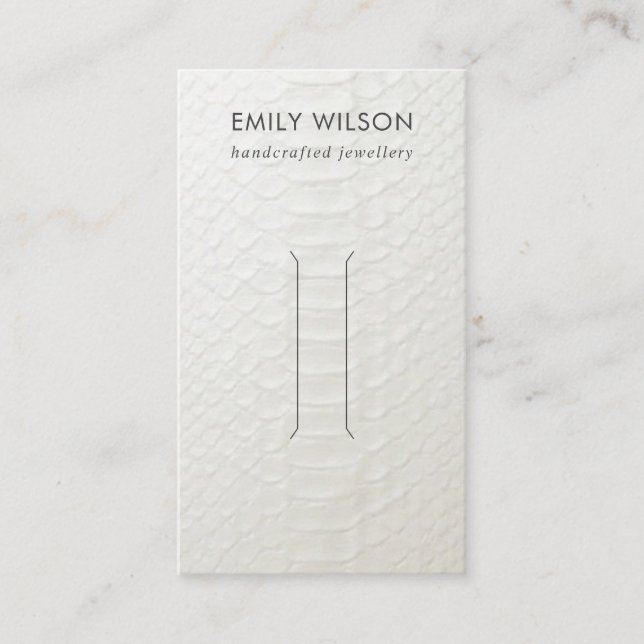WHITE LEATHER STRUKTUR HAIR CLIP VISNING CARD VISITKORT (Framsida)