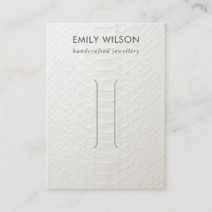 WHITE LEATHER STRUKTUR HAIR CLIP VISNING CARD VISITKORT
