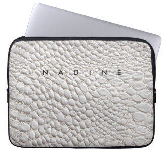 White leather  texture laptop fodral