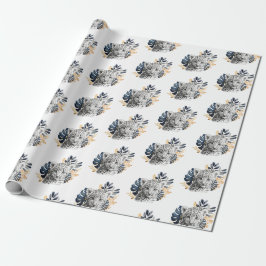 White Leopard Blue Tropical Lövs Presentpapper