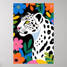 White Leopard Pop Art Poster