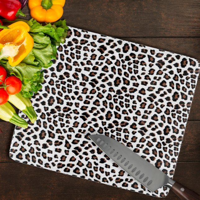 White Leopard Print (White Leopard Print Cutting Board by Looly Elzayat)