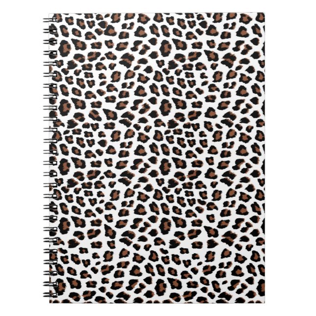 White Leopard Print Anteckningsbok (Framsidan)