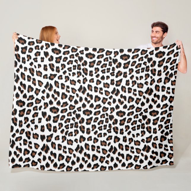 White Leopard Print Fleecefilt (På plats)