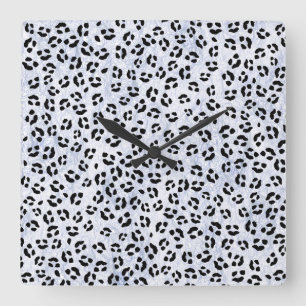 White Leopard Print Fyrkantig Klocka