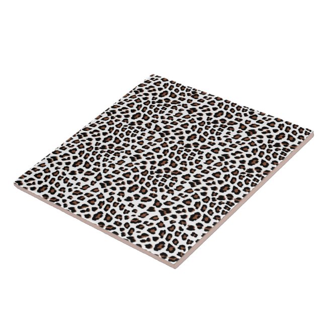 White Leopard Print Kakelplatta (Sidan)