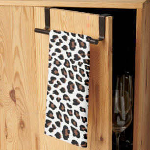 White Leopard Print Kökshandduk