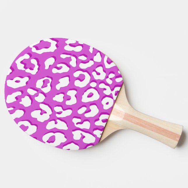 White Leopard Print Lavender Pingisracket (Sidan)