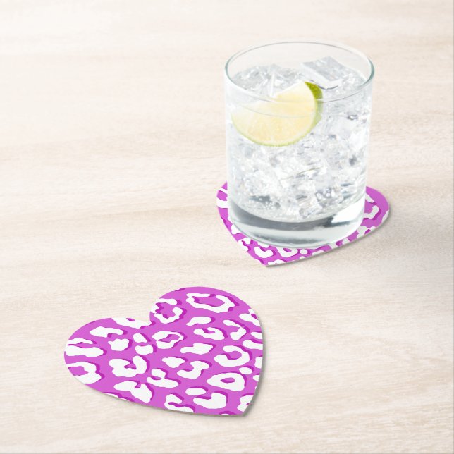 White Leopard Print Lavender Underlägg Papper (Insitu)