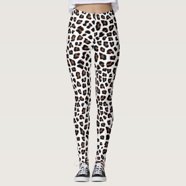 White Leopard Print Leggings (Framsida)