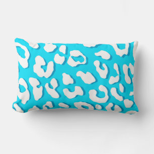 White Leopard Print Light Blue Lumbarkudde
