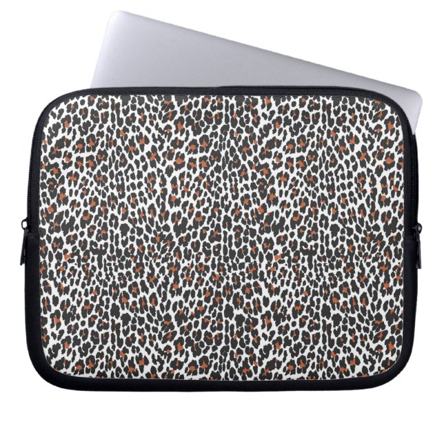 White Leopard Skin Print Laptop sleeve (Framsidan)