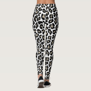 White Leopard Skin Vild katt Animal Print Mönster Leggings
