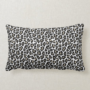 White Leopard Skin Vild katt Animal Print Mönster Lumbarkudde