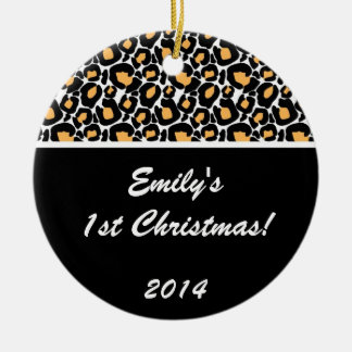White Leopard Spot Personlig Namn Ornament