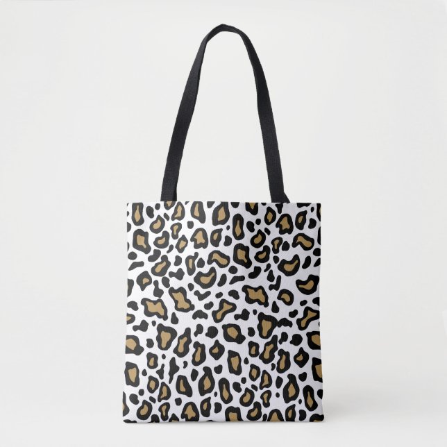 White Leopard Tote Bag Tygkasse (Framsida)