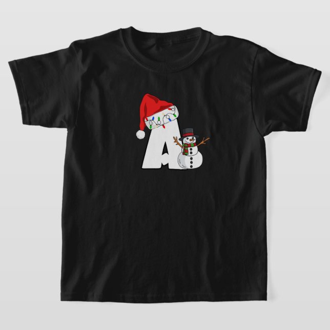 White letter A for Christmas T Shirt (Laydown)