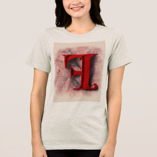 White Letter F on Red – High-Contrast Detailed Log T Shirt