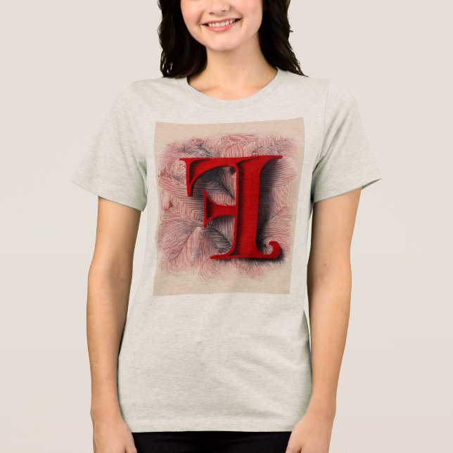 White Letter F on Red – High-Contrast Detailed Log T Shirt (Framsida)
