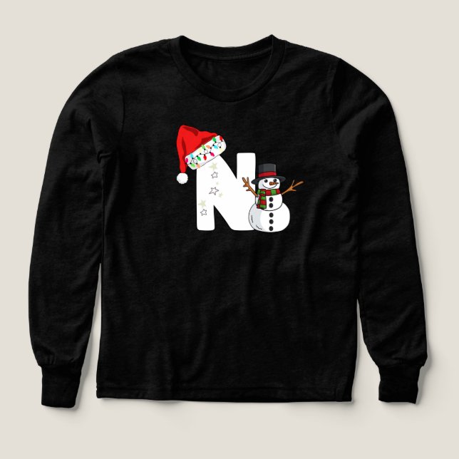 White letter n christmas gift  t shirt (Design framsida)