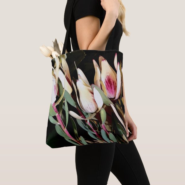 "White Leucadendron" Tote Bag Tygkasse (Närbild)