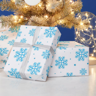 White & Light Blue Snowflake Wrapping Paper  Presentpapper