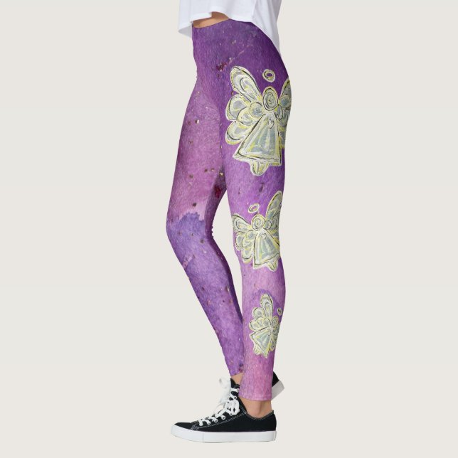 White Light Guardian Angel Spirit Art Leggings (Vänster)