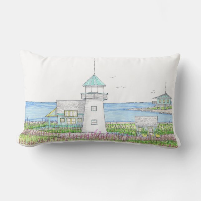 White Lighthouse Lumbar Pillow Lumbarkudde (Framsida)