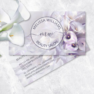 White Lila Calla Flower Logotyp Visitkort