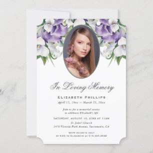 White Lila Calla Lily Photo Funeral Memorial Inbjudningar