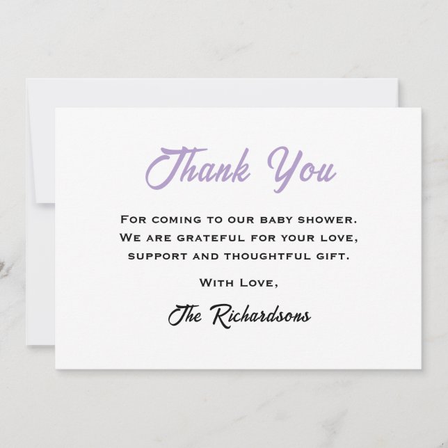 White Lila Påsk Baby Shower Little Bunny Coola Tack Kort (Framsida)