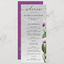 White Lila Watercolor Calla Lily Flowers Bröllop Program