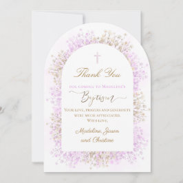white lilac flowers Baptism thank you card Inbjudningar