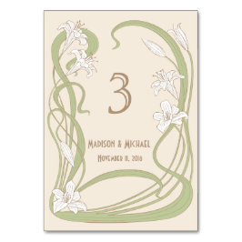 White Lilies Bröllop Bord Card Bordsnummer