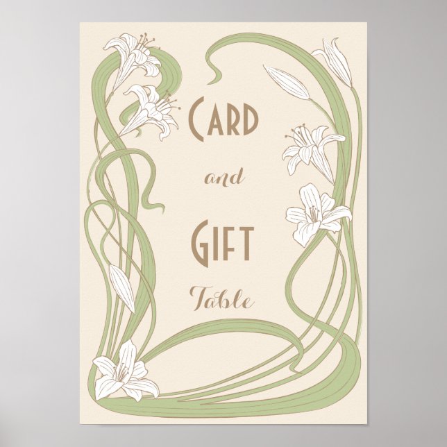 White Lilies Bröllop Gift Bord Poster (Framsidan)