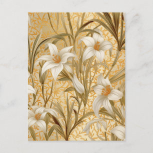White Lilies Chiyogami Vykort