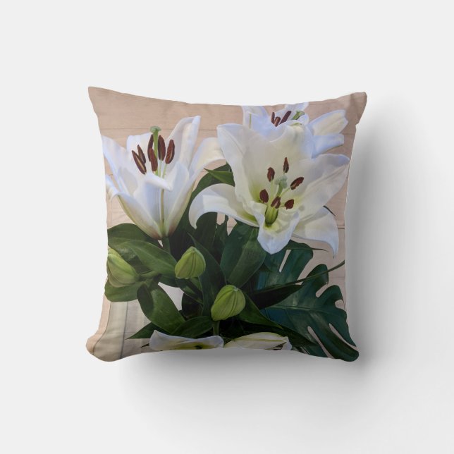 White Lilies Cushion Kudde (Framsida)