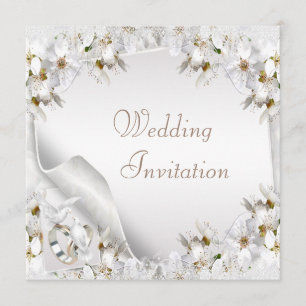 White Lilies, Doves & Bröllop Bands Wedding bjudan Inbjudningar