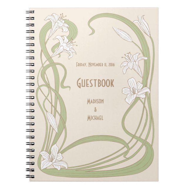 White Lilies Guestbook Anteckningsbok Med Spiral (Framsidan)