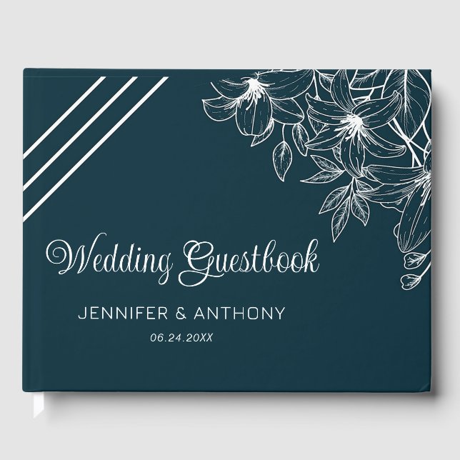 White Lilies Hand plockade Gästböcker (Framsida)