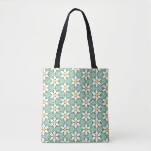 White Lilies Mönster Tote Bag Tygkasse