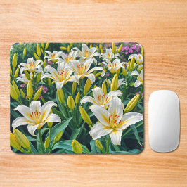 White Lilies Mouse Pad Musmatta