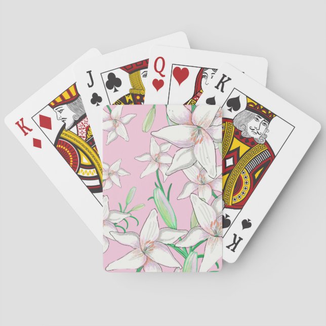 White Lillies på Rosa Background Illustration Casinokort (Baksidan)