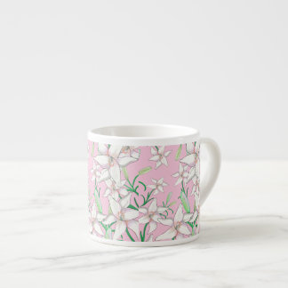 White Lillies på Rosa Background Illustration Espressomugg