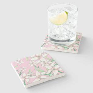 White Lillies på Rosa Background Illustration Stenunderlägg