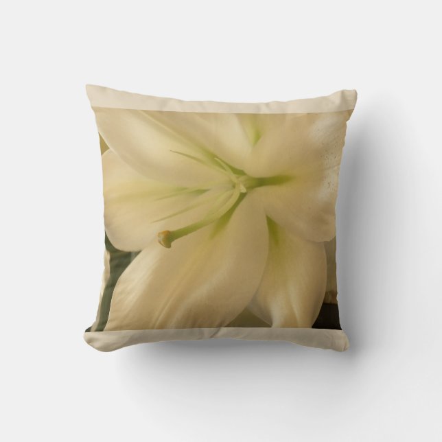 White Lillum Flower Photo Cushion Kudde (Framsida)
